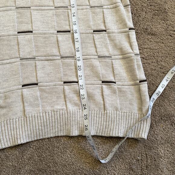 Cavallio Crew Neck Sweater Solid Plaid Gray Silver Convex Concave - Mens Size M - Picture 8 of 8